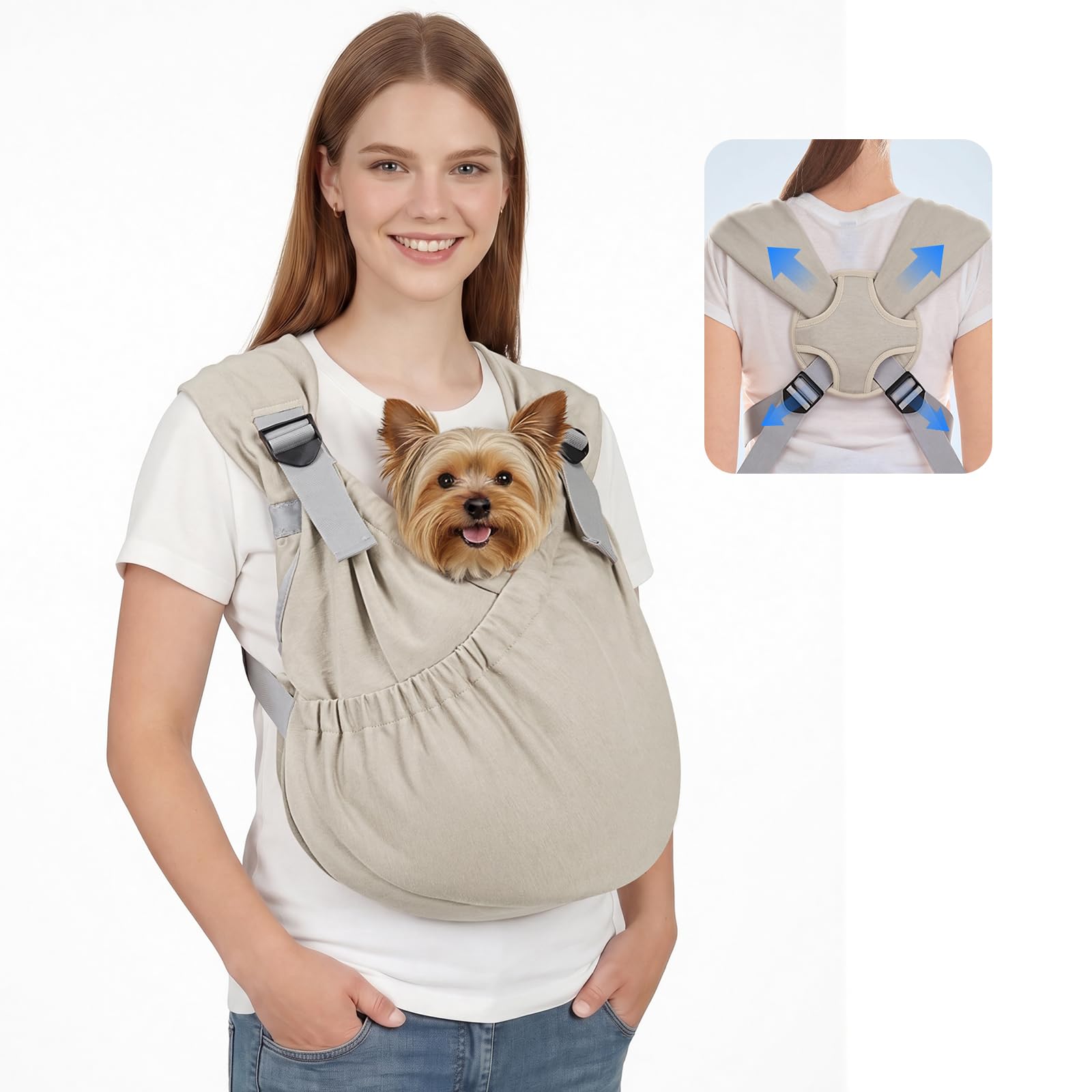 Supet Dog Sling Carrier for Pets, Adjustable Hands Free Front Chest Pouch