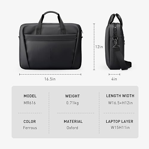 Miniatura 7 de Mark Ryden - Bolsa para laptop de 15.6 pulgadas, maletines impermeables para hombres, bolsa cruzada de hombro con asa para viajes, oficina, negocios