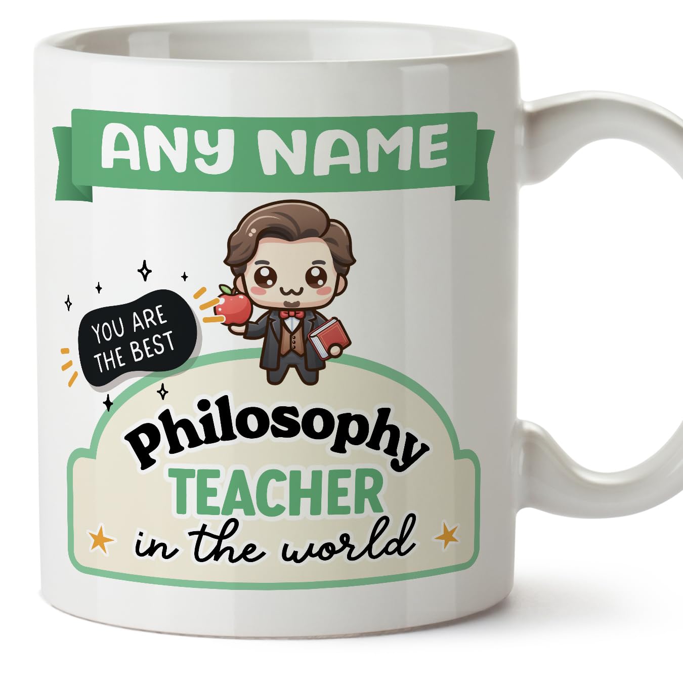 MUGFFINS Personalised Mug for Philosophy Teacher Man - in English - Best in The World - Kawaii - Funny Custom Gift for Colleagues - Ceramic 11oz Mug