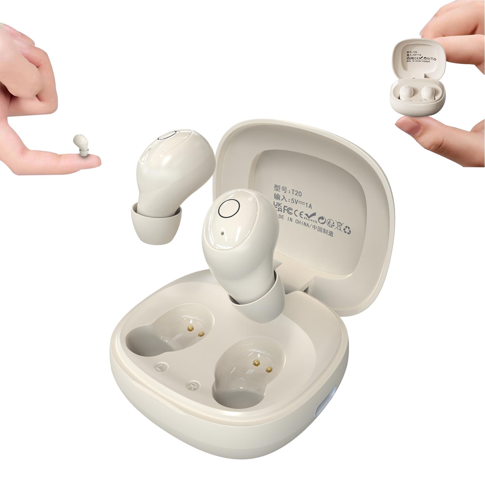 Xmenha T20Invisible Mini Invisible Wireless Bluetooth In Ear Earbuds for Small Ears Canals Women Sleep Earbuds, Skin Tone, 5.4 Bluetooth, 24Hrs