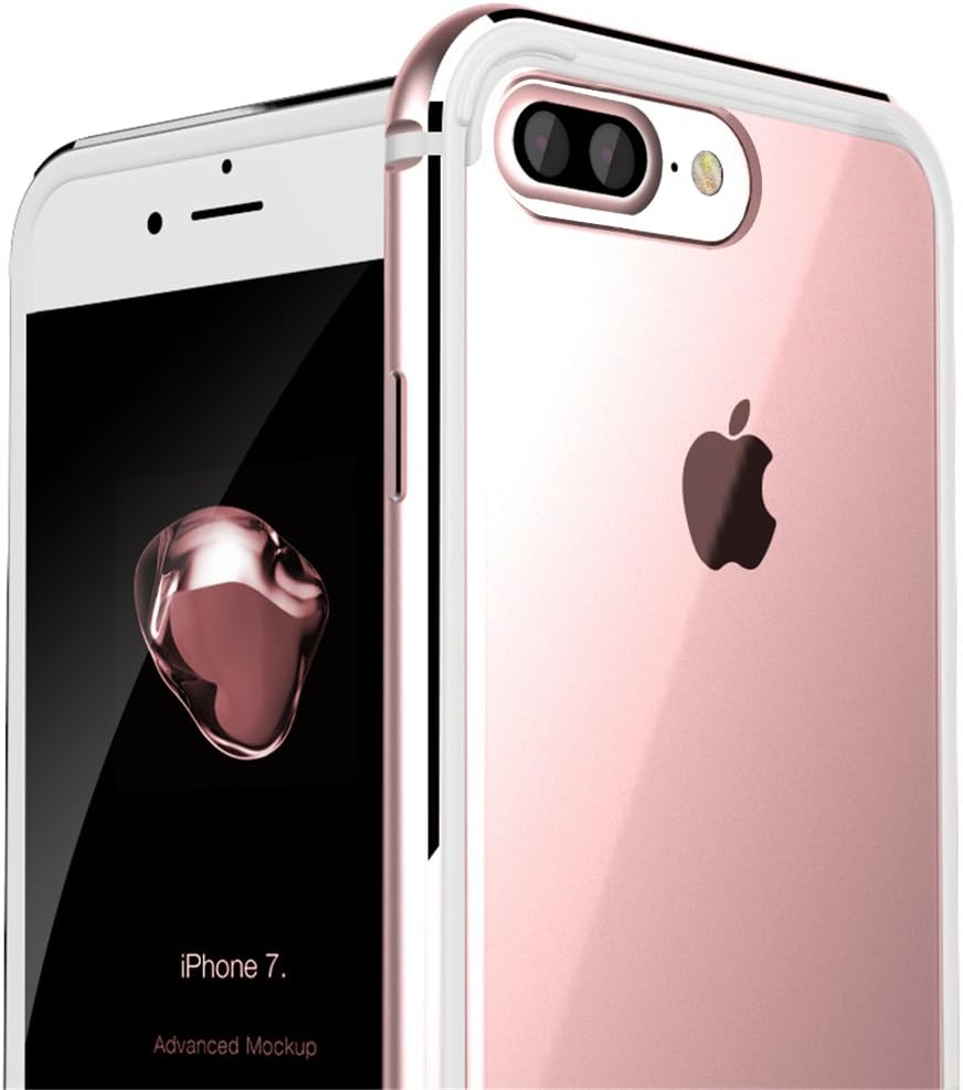 iPhone 7 Plus Case, GKK Aurora Series Phone Case Dual Layer Aluminum & Flexible TPU Liner Acrylic Backplane Full Protection For iPhone 7 Plus (Rose Gold)