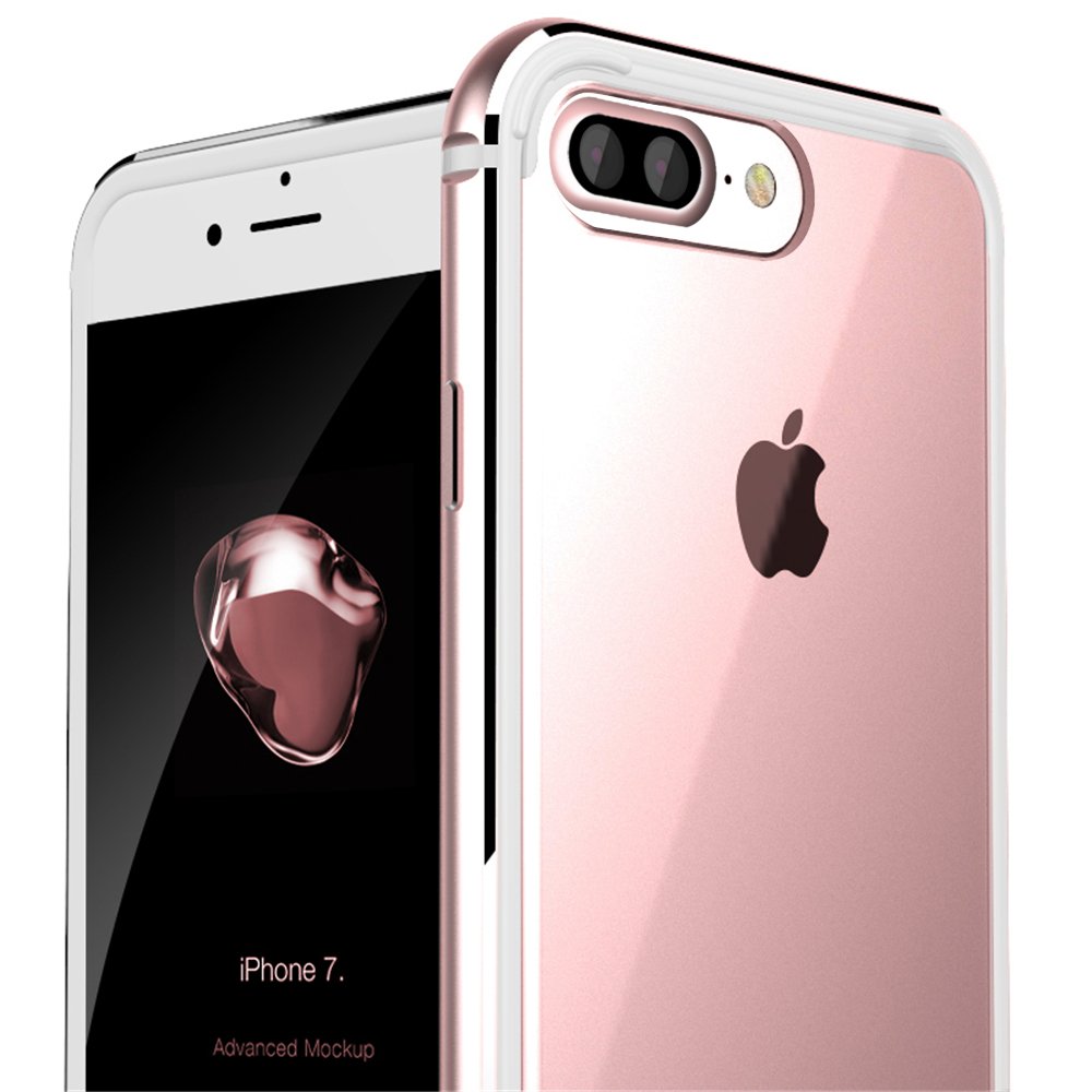 iPhone 7 Plus Case, GKK Aurora Series Phone Case Dual Layer Aluminum & Flexible TPU Liner Acrylic Backplane Full Protection For iPhone 7 Plus (Rose Gold)