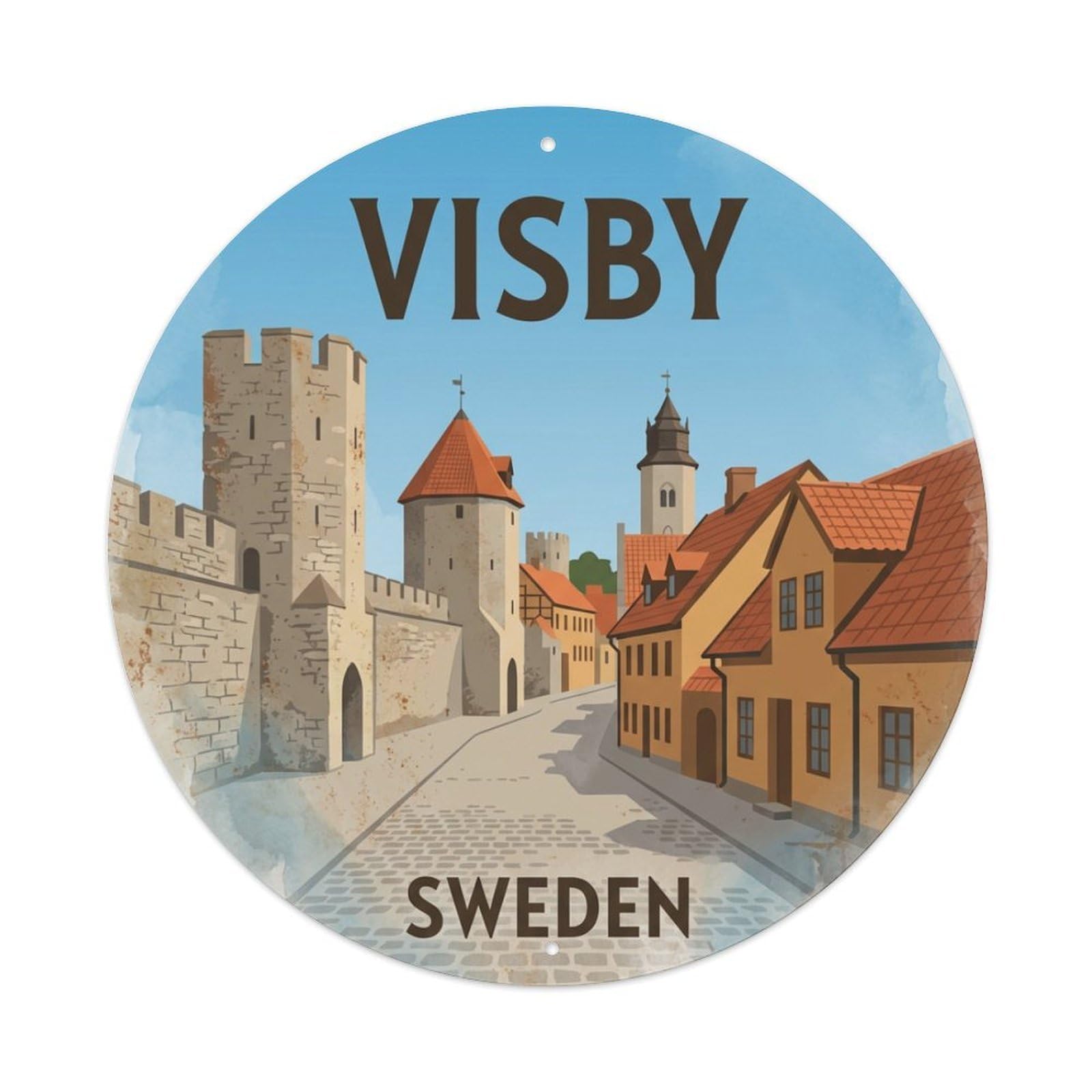 Vintage Travel Visby Sweden Walls Metal Tin Sign