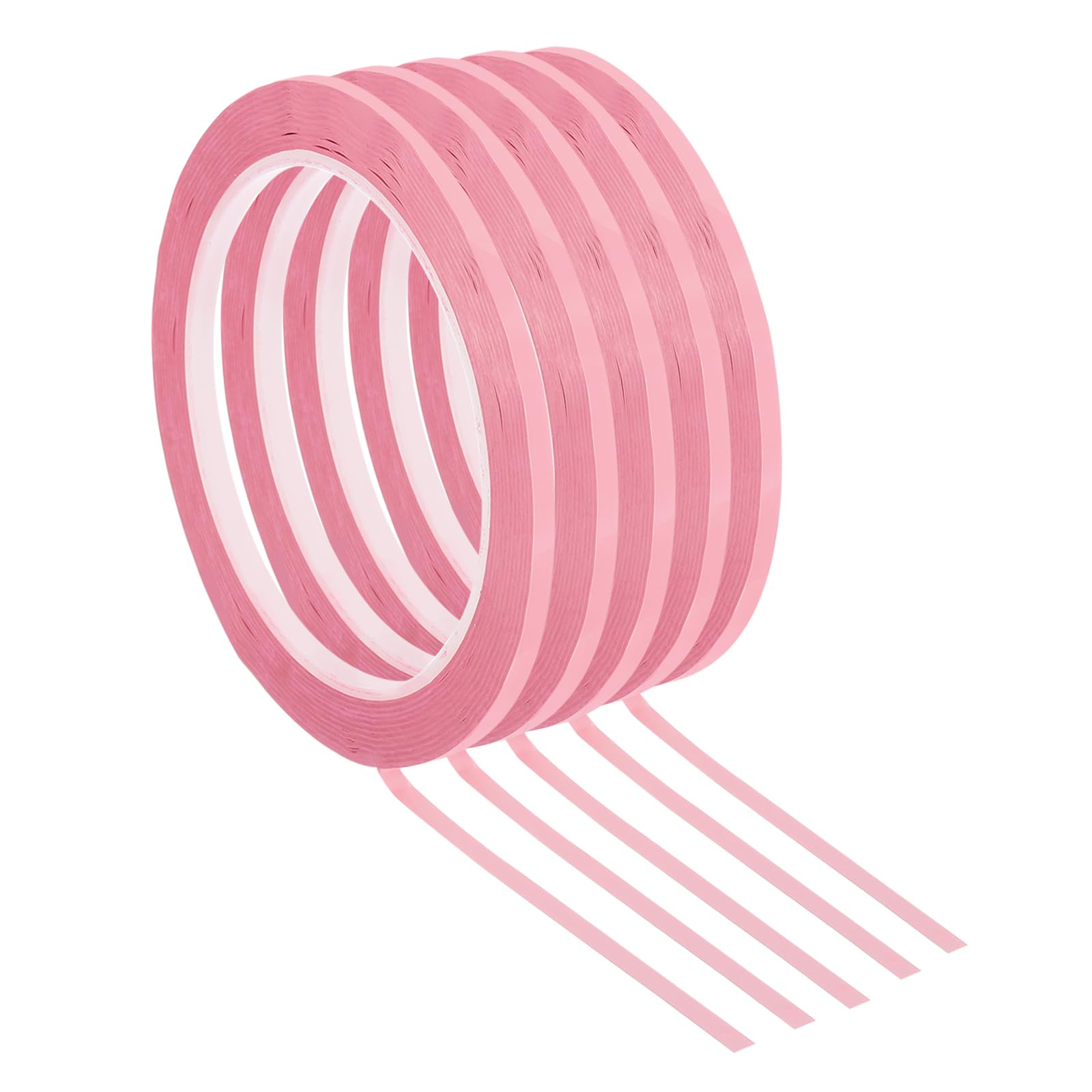 PATIKIL 5 Pack Whiteboard Tape, 4mm 3/32" Width Art Tape Dry Erase Board Pinstripe Thin Tape for Graphic Chart Grid Drafting Electrical Marking, Pink