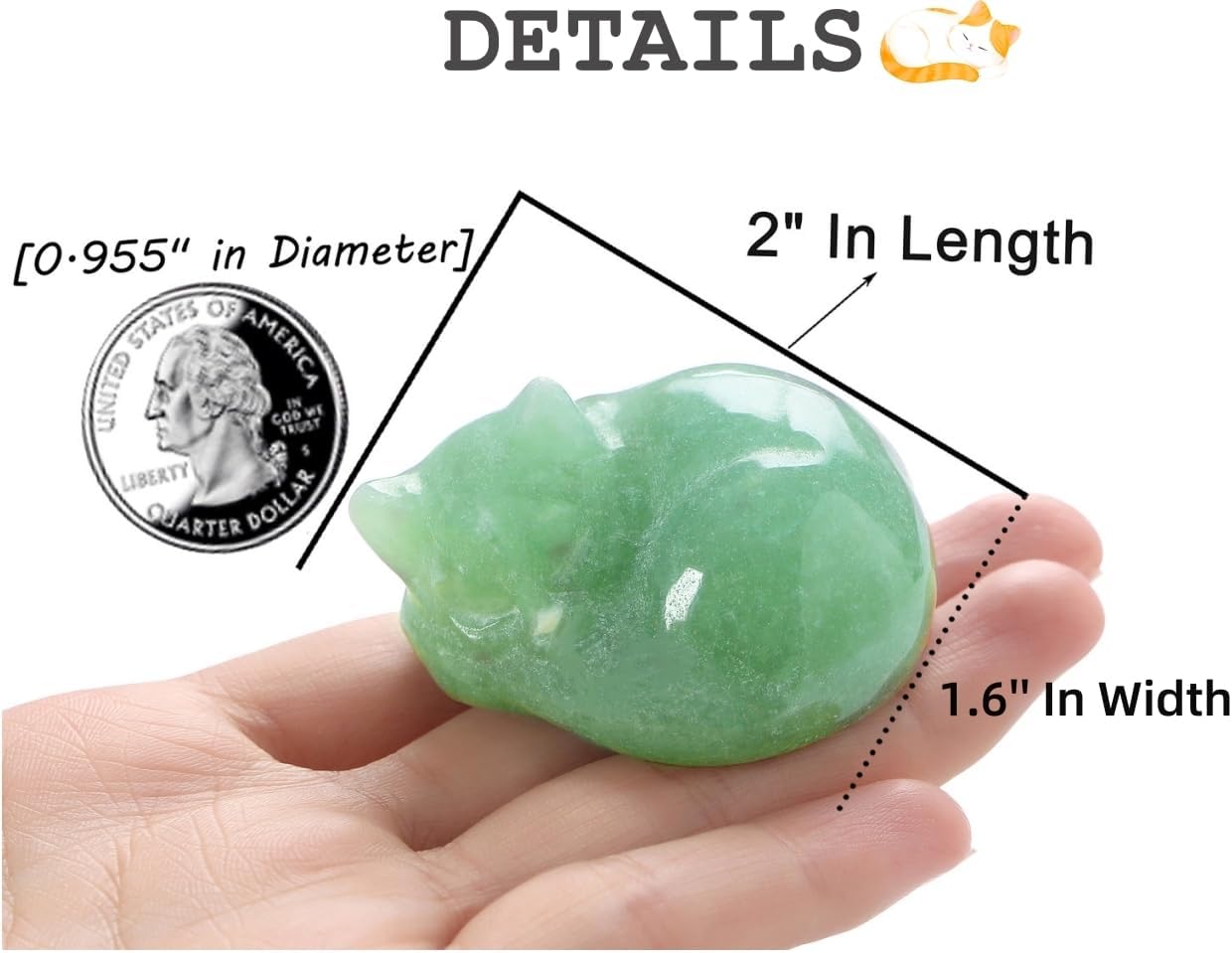QINJIEJIE 2 in Green Aventurine Cat Crystals Cat Figurines Decor Gifts image 4