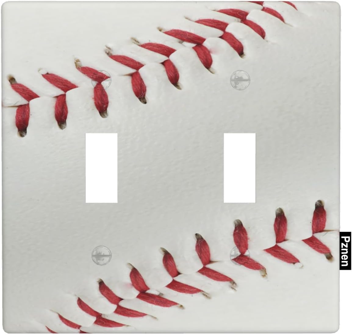Baseball Stitching Toggle Light Switch Cover Plate Baseball Texture Sports Design American 2-Gang Wall Plate Toggle Switch Covers for Men Women Home Office Wall Art Decor