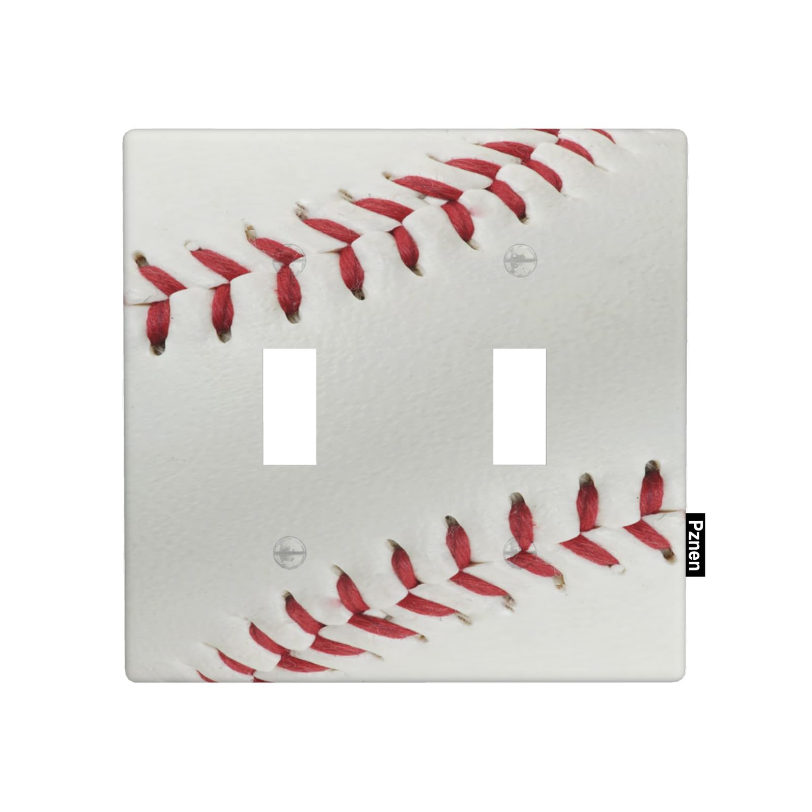 Baseball Stitching Toggle Light Switch Cover Plate Baseball Texture Sports Design American 2-Gang Wall Plate Toggle Switch Covers for Men Women Home Office Wall Art Decor