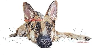 German Shepherd Dog Passed Out - Print Watercolour, German Shepherd art, German Shepherd print, German Shepherd art print, German Shepherd wall decor