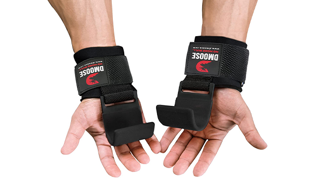 ウェイトリフティングフックグリップ-8mm厚パッド入りネオプレン ダブルステッチ Amazon | DMoose Fitness ウェイトリフティングフック (ペア