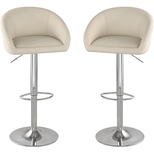 KCC Velvet Bar Stools Set of 2, Counter Height Bar Stools with Low Back, Swivel Barstool for Kitchen Island, Bar Pub (Begie)
