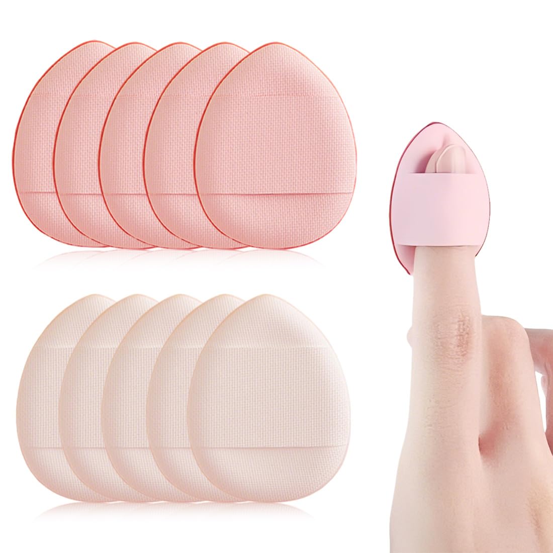 10 Pezzi Mini Soffietti Per Cipria E Spugnette Per Trucco Huda Beauty Powder Soffietti In Tessuto Per Fondotinta, Correttore E Primer Cuscinetti Triangolari Bianco, Rosa (3X4 Cm)
