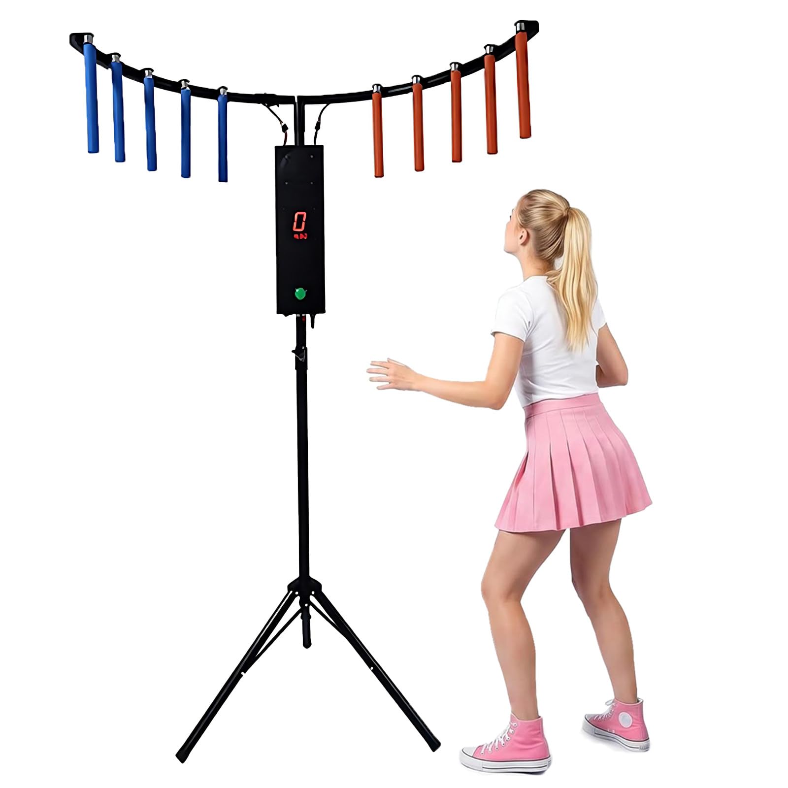 Wangyingxu Reflex Stick Challenge Game, Adjustable Speed Hand-Eye Coordination Trainer Arcade Machine for Events, Rentals, and Family Game Nights, with Music Reaction Black
