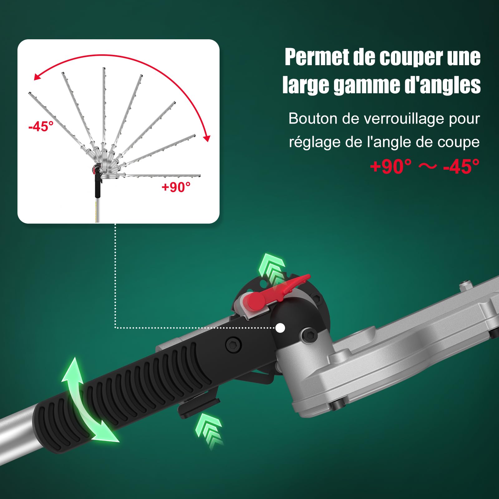 HYCHIKA Taille Haie Télescopique Électrique 900W, Élagueuse sur Perche, Extensible 200-250 cm, Double Interrupteur et Poignée