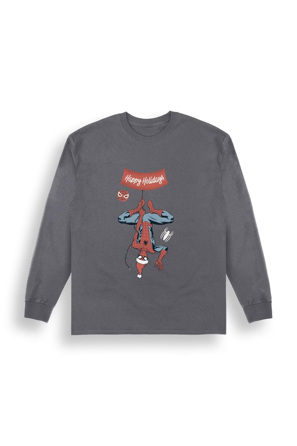 Men's Marvel Christmas Jumper - Spiderman Charcoal Christmas Sweatshirt – Cotton-Blend Cosy Crew-Neck Jumper For Men – Easy-Care Festive Layer, Soft Brushed Interior
