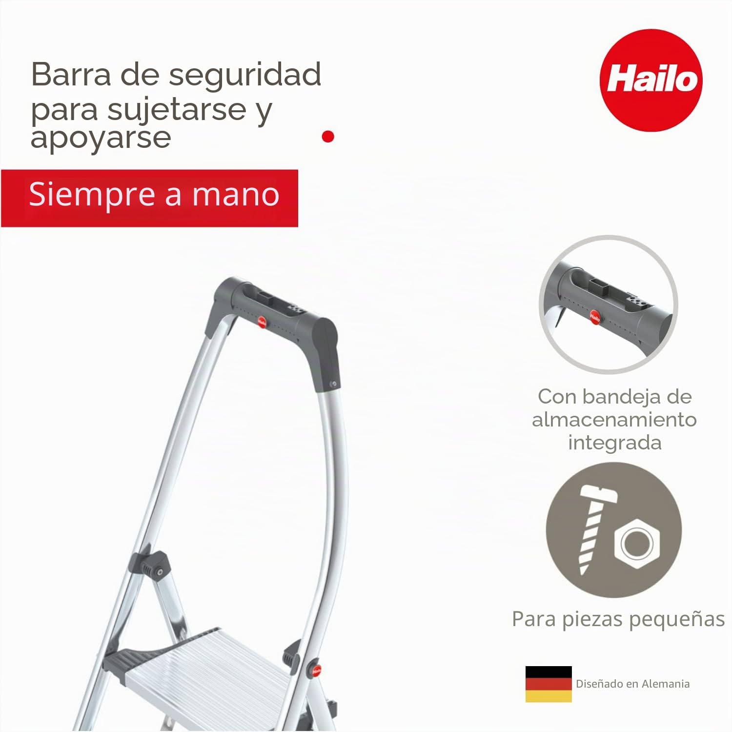 Hailo LivingStep Plus - Taburete de aluminio con estribo alto de seguridad (2 peldaños)