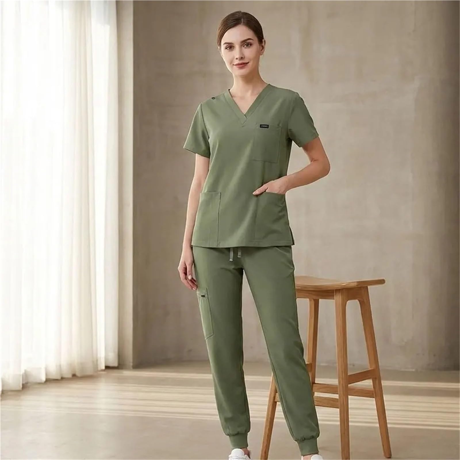 Uniformes Sanitarios Mujer Conjunto médico Unisex de Manga Corta y Secado rápido: Uniforme Trabajo Dental hospitalario 2 Piezas for médicos Enfermeras