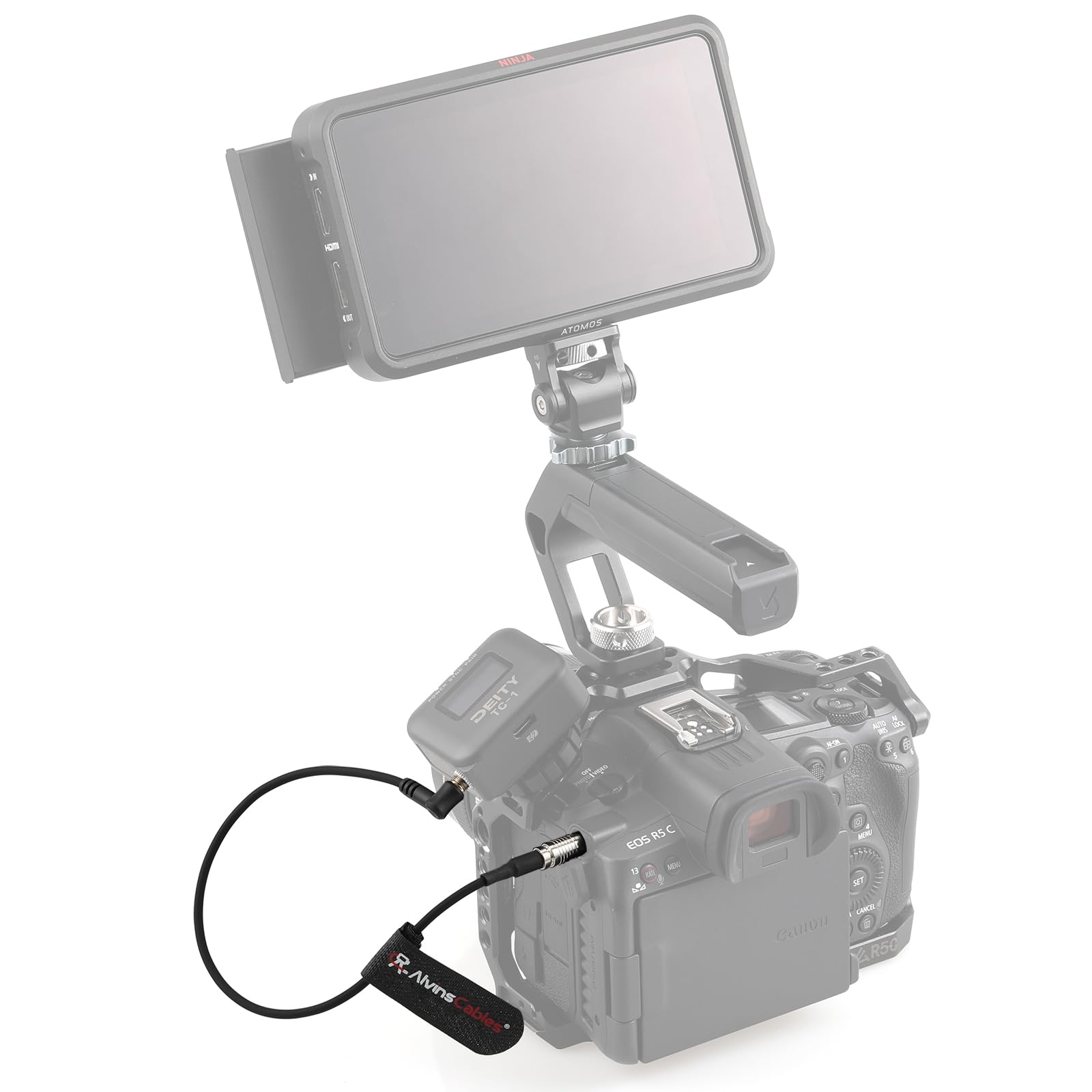 Alvin's Cables Cavo Timecode per Canon R5C DIN 1.0/2.3 a 3.5mm TRS Cavo Time Code a 90 Gradi Compatibile con Tentacle Sync