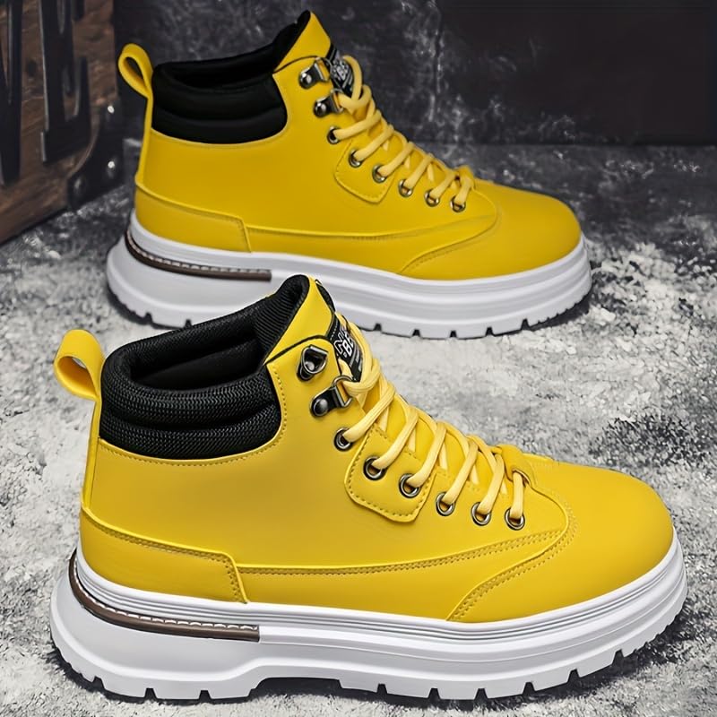 Hiking Boots Men - Round Toe Short Boot with Lace Closure, PVC Upper, Fabric Insole & Sole, Solid Color, Universal Fit for Outdoor & Daily Leisure Men's Stylish Sneakers4