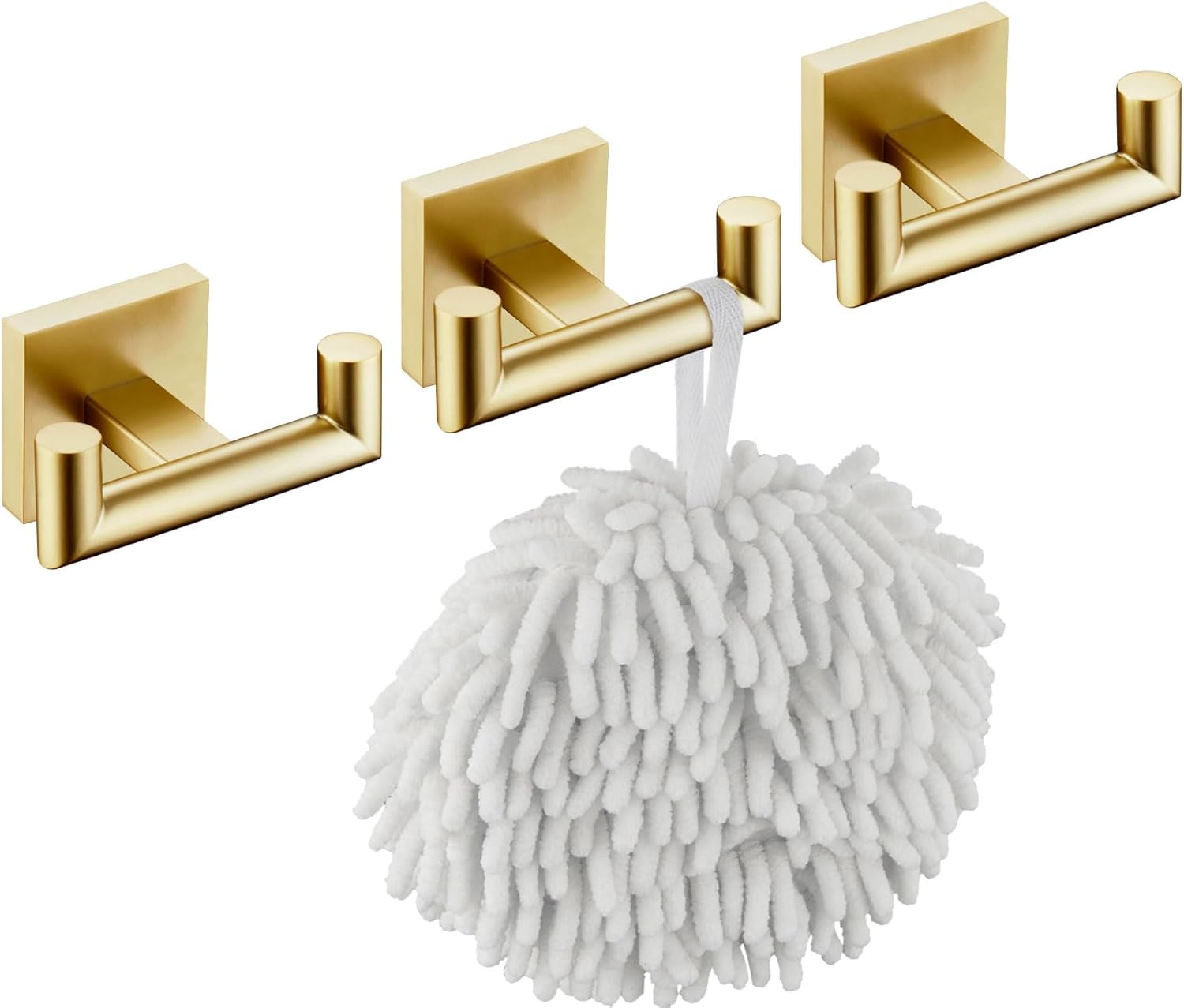 KOKOSIRI Robe Hook Bathroom Double Towel Coat Hooks for Bath Kitchen Wall Mounted, 2 Pack Brushed Nickel Stainless Steel B1015BR-P2