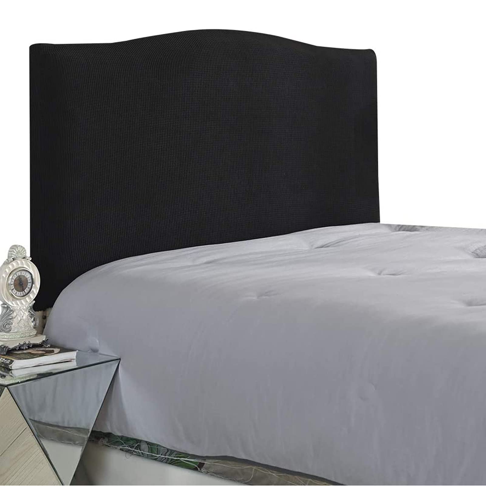 Gebin Stretch Solid Color Headboard Slipcover - Bed Headboard Cover Protector, Dustproof, Single-Double-King (Black, 180CM)