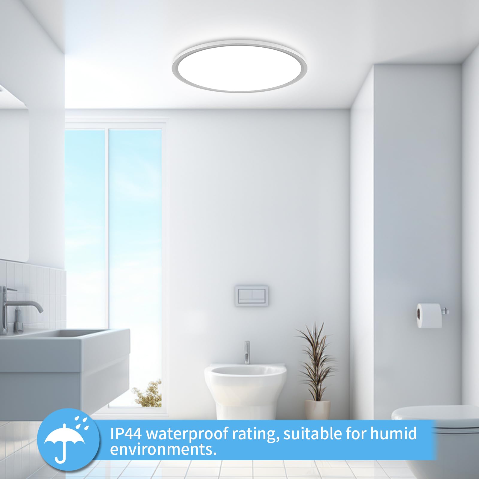Oumida Lampara LED Techo Regulable, 24W RGB Regulable-Lampara con Mando Distancia,Luz Nocturna 3000K-6500K,2400LM IP44 Lampara para Dormitorio Cocina Salon Baño Comedor Pasillo, Ø30cm