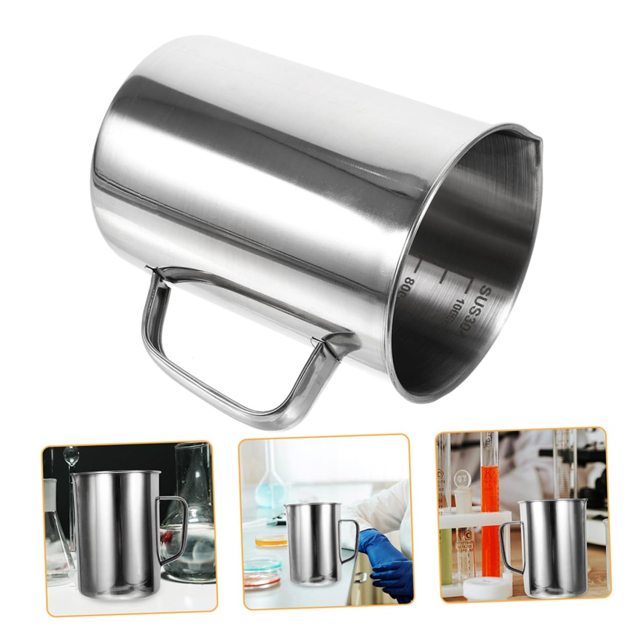 STOBAZA Tasse Doseur de Laboratoire Acier Inoxydable Gobelet Doseur à Large Ouverture Outil de Mesure Précis