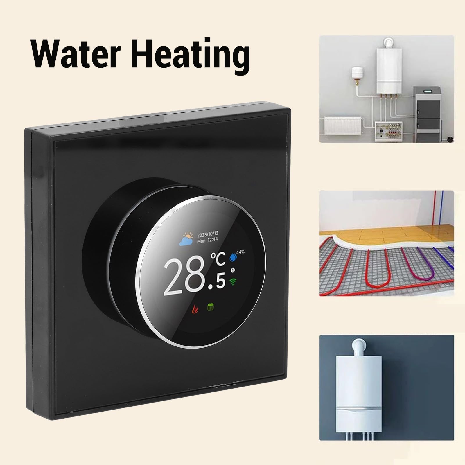 Termostato con Manopola Intelligente Regolatore Digitale per Scaldabagno Controllo Vocale WiFi con Schermo TFT e Manopola Rotante per la Regolazione della Temperatura Dell