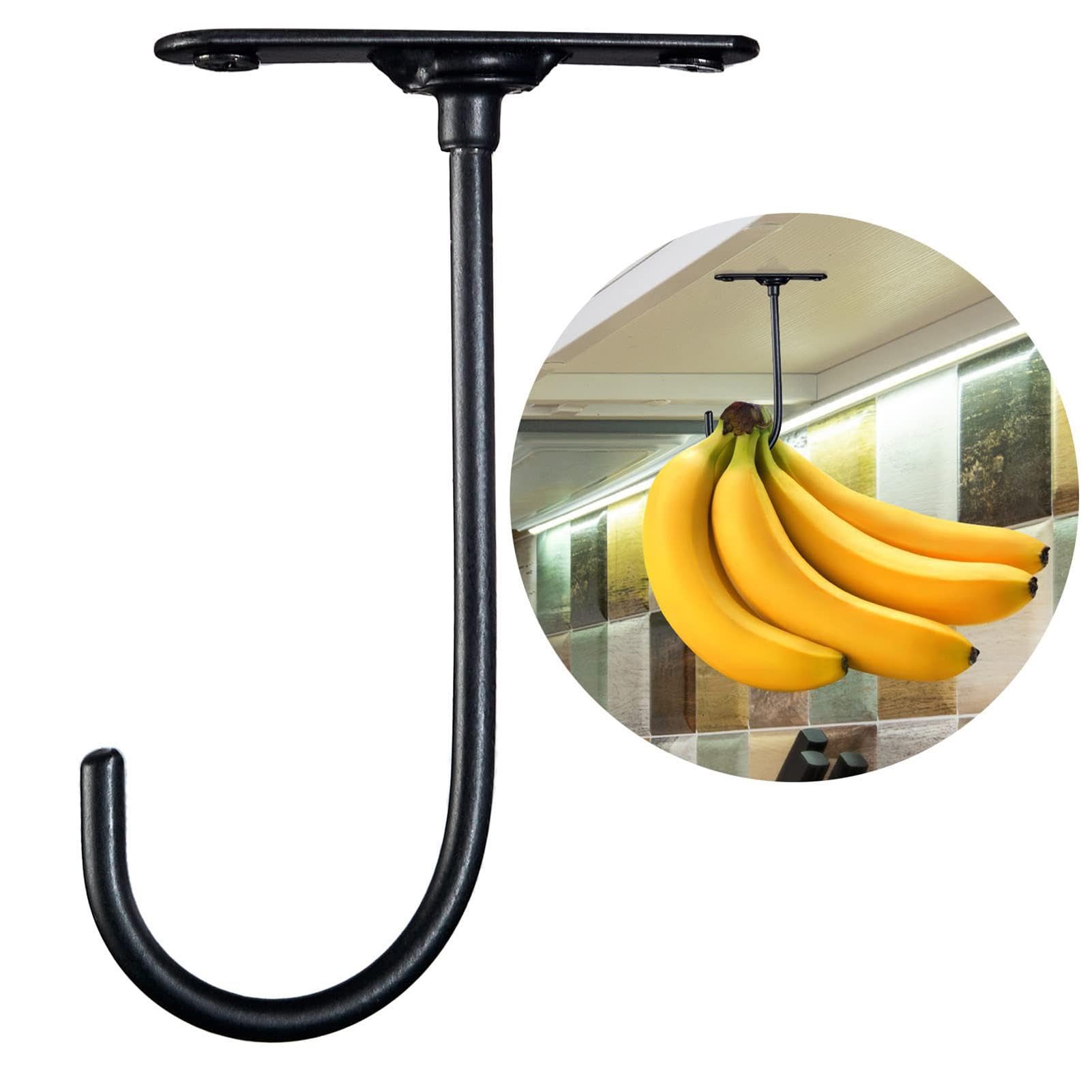 Gancio Per Banane Sotto Mobile - Supporto In Metallo Porta Frutta, Capacità 7kg, Multiuso Per Cipolle, Uva, Utensili, Installazione A Vite - 3