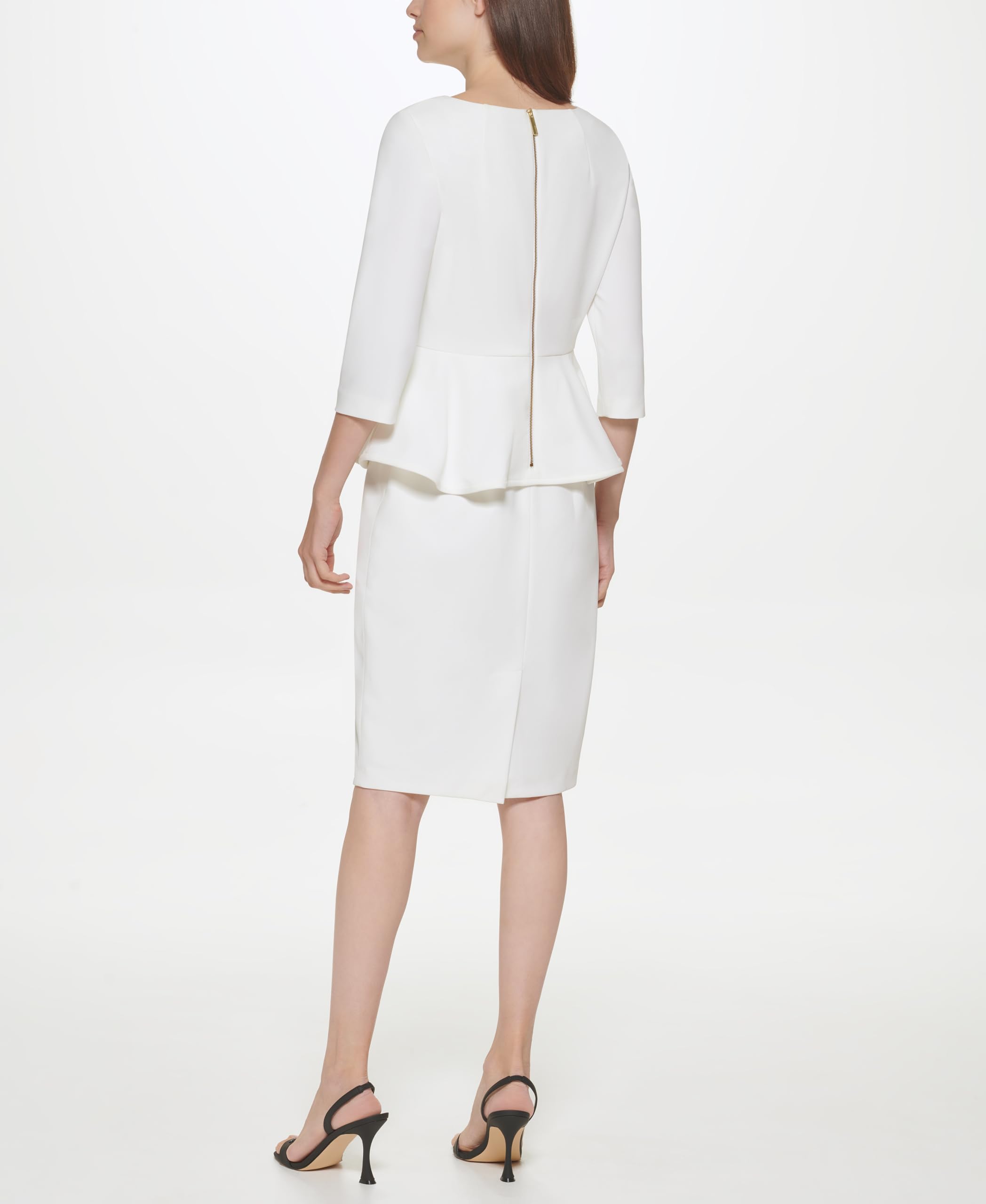 Calvin Klein Damen Arbeitskleid mit 3/4-ärmeln und Schößchen Kleid