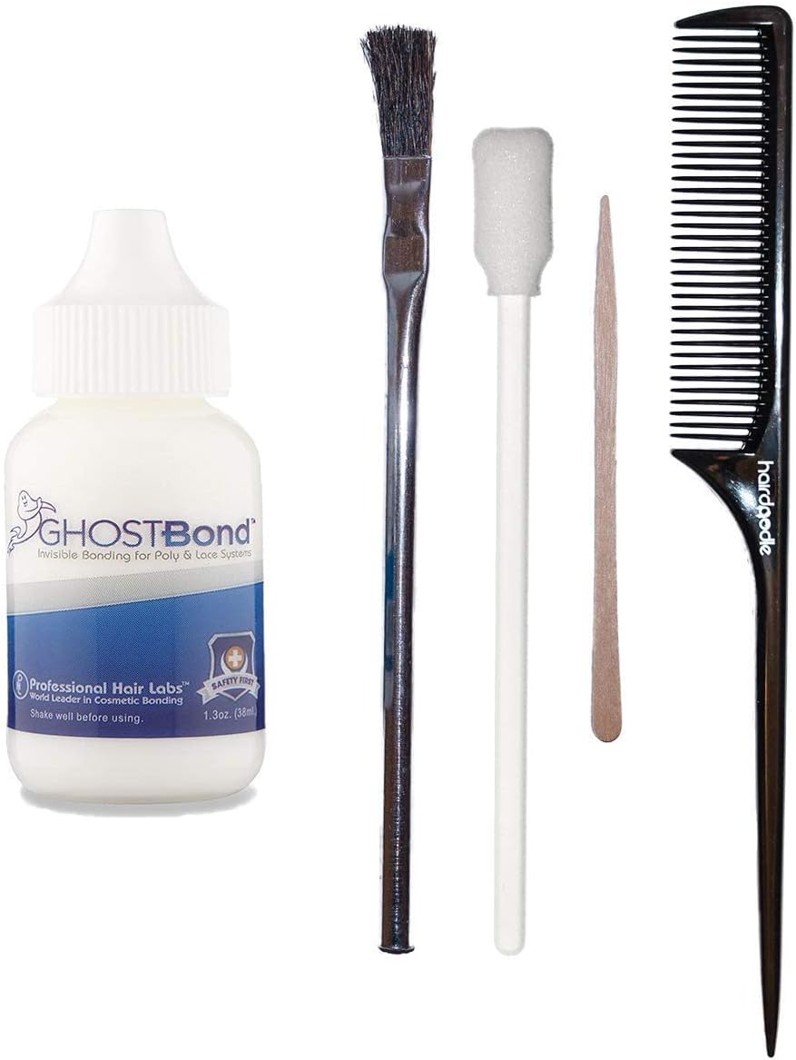 Ghost Bond Classic 1.3oz Adhesive Brush Rat Tail Comb and Contour Applicator Ultimate Bundle
