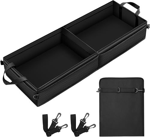 Miniatura 8 de Caja de almacenamiento organizadora de camión para debajo del asiento con 1 divisor extraíble y 5 bolsas de malla de almacenamiento, organizador