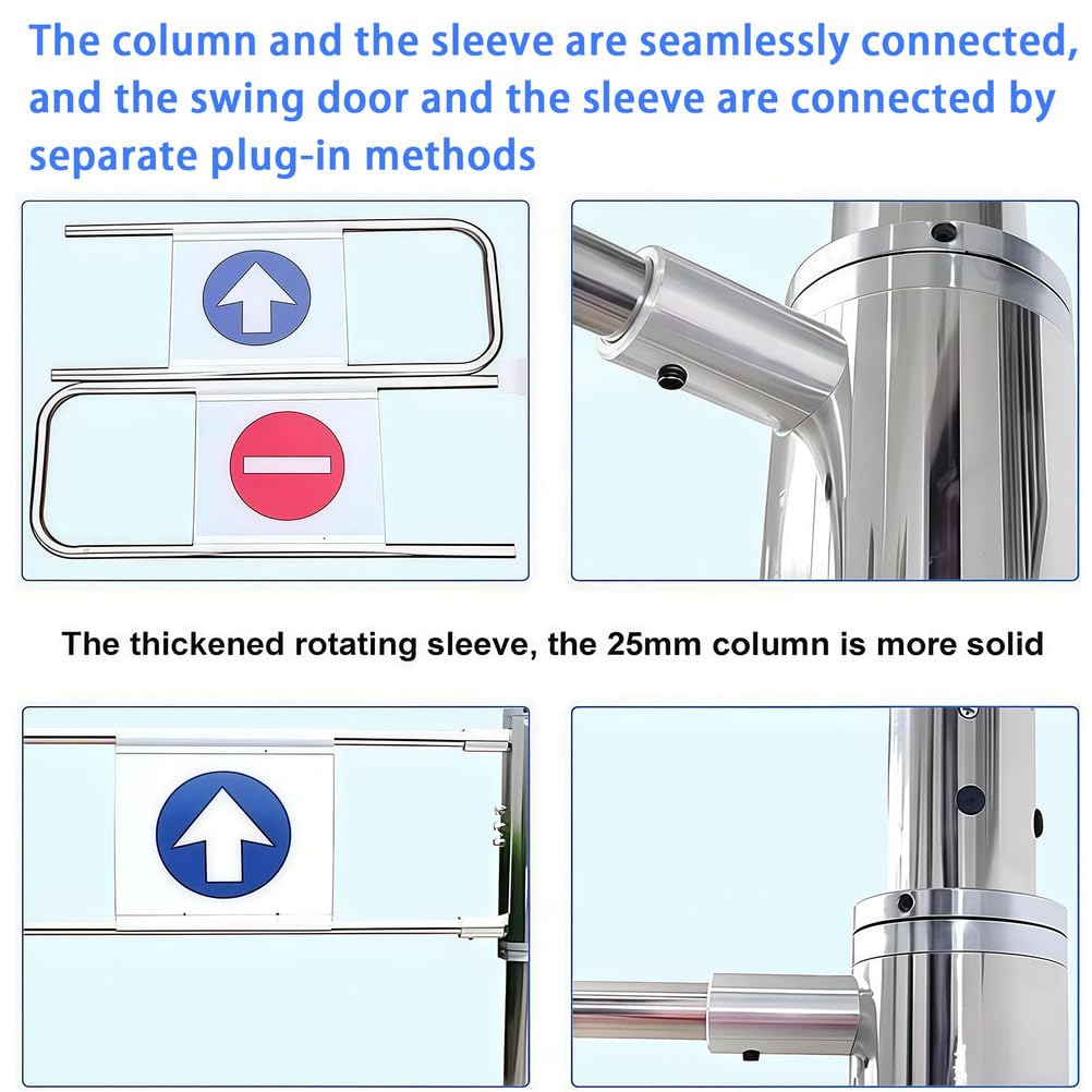 Puerta oscilante de seguridad con resorte de apertura de 90°, barrera de metal, valla industrial con montaje en poste para pasillos de fábrica y mercado, control de acceso duradero y seguro