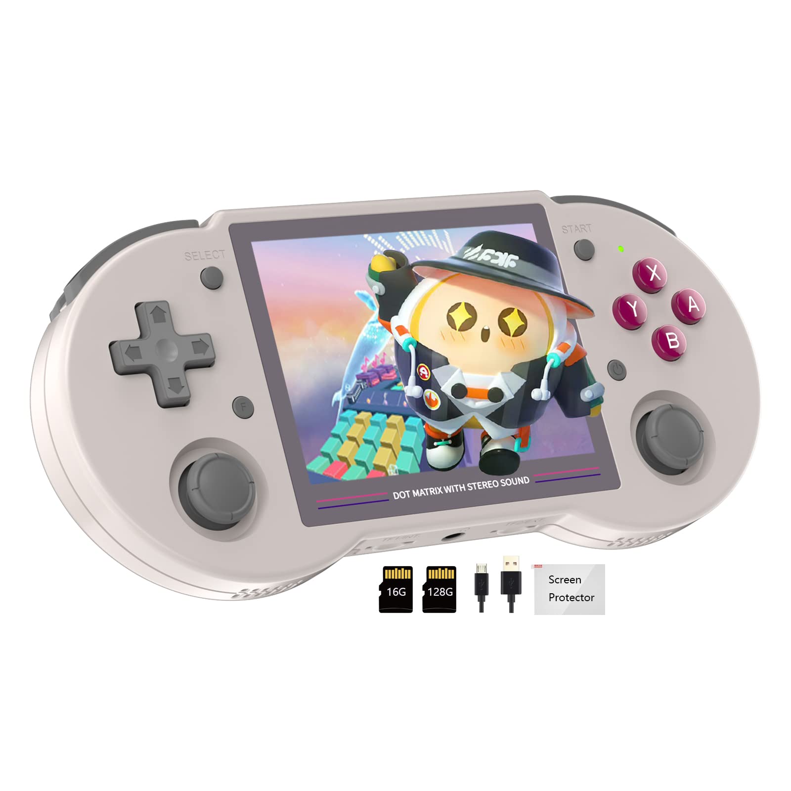 RG353PS Retro Linux OS Handheld Game Console 3.5'' IPS Screen RK3566 64bit Game Player with 128G TF Card Preload 4519 Classic Games Built in 3500mAh Battery Compatible with 5G WiFi and 4.2 Bluetooth