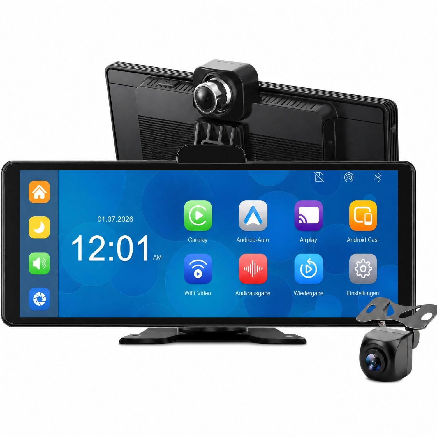 Elebest CarPlay C1026 – 10,26 Zoll Touch Navi mit kabellosem Apple CarPlay & Android Auto, 4K Dashcam vorne, Rückfahrkamera, GPS, Bluetooth & Sprachsteuerung