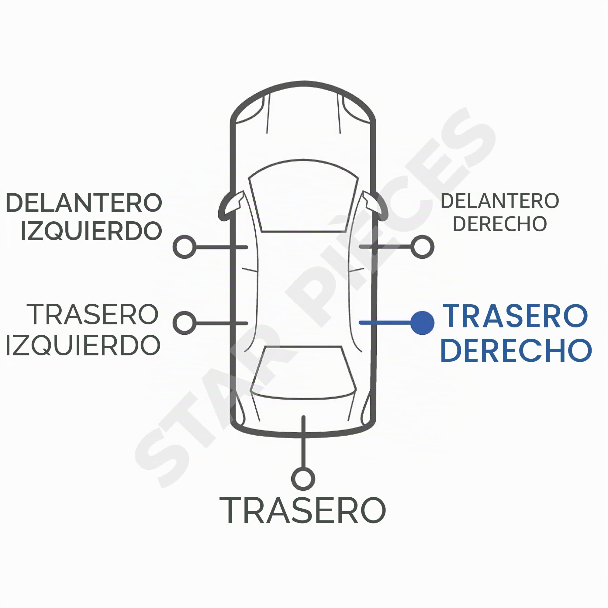 STARKIT PERFORMANCE Mecanismo de maneta de puerta compatible para BMW X5 (E53) (1999-2006) manilla interior | TRASERA DERECHA (trasera del pasajero) 51218243636 | 8243636