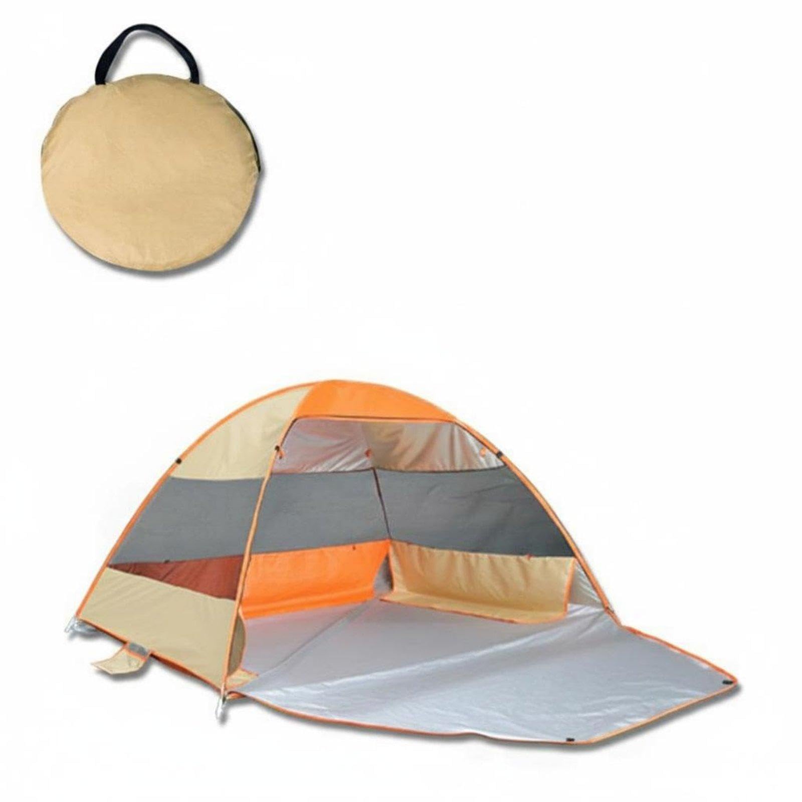 Automatic Quick up Tent Sun Protection 3 Person Camping Shelter Windproof Portable Beach Tent for Campers, Families, Park Khaki Orange-image-44