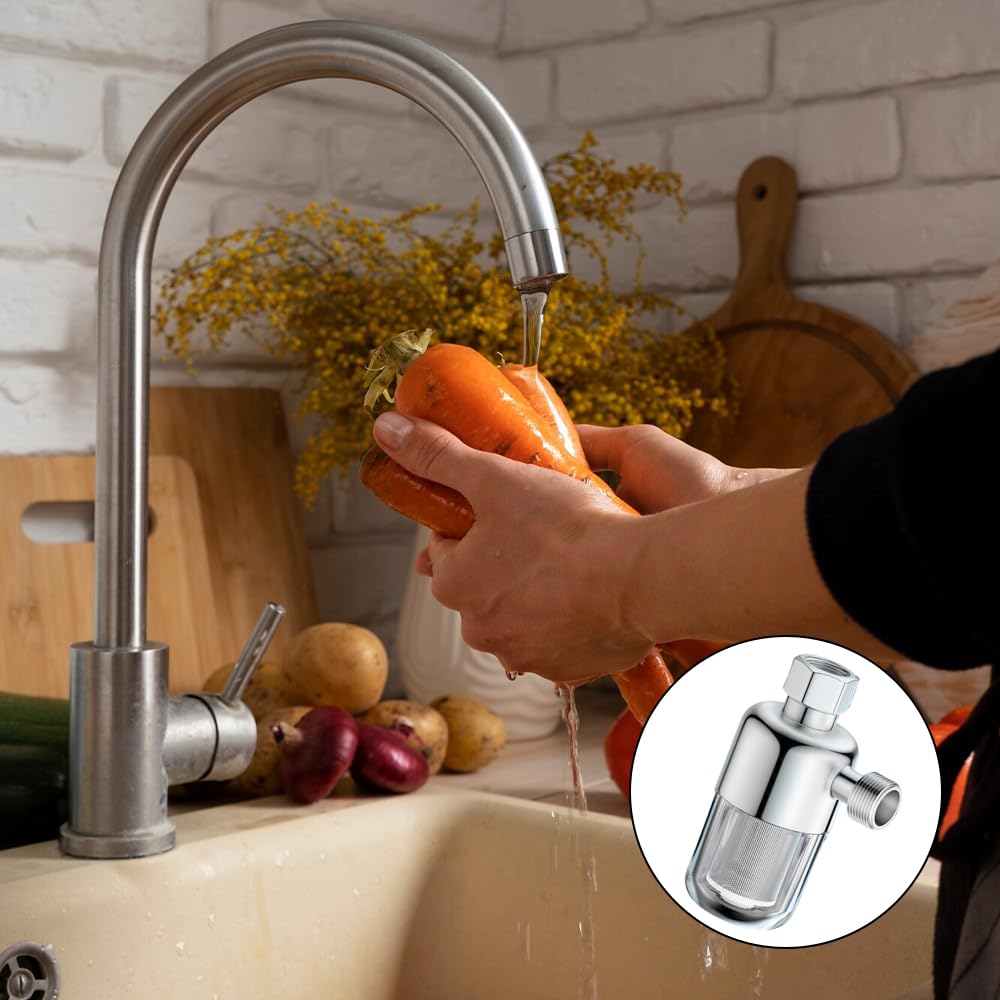 2 Pezzi Filtro Acqua Doccia 1/2 Pollice Filtro Anticalcare Riutilizzabile con 40μm Elemento Filtrante in Acciaio Inox filtro Acqua Anticalcare 1/2" per Doccia Rubinetto Scaldabagni Bagno Cucina