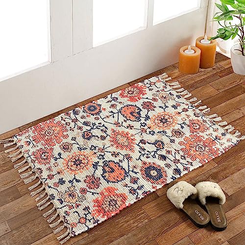 Image of HOMADORN Handmade Sustainable Printed Modern Dhurrie /Rugs /Carpet upcycled from Scrap Fabric for Living Room /Bedside Runner for Enhanced Decor (2x3 feet)