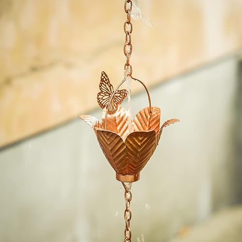 Miniatura 3 de Topadorn Cadena de lluvia de metal para decoración de 8.7 pies, canal de cadena de metal de 105 pulgadas para aleros de casa, jardín y hogar,