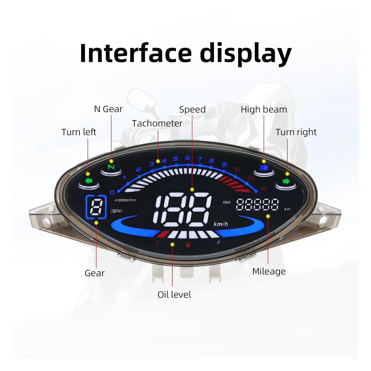 Motorcycle Speedometer Tachometer 2024 Digital Motorcycle Speedometer RPM Tachometer Odometer Dashboard for BIZ100 Biz100 C100 Colombia,Brazil