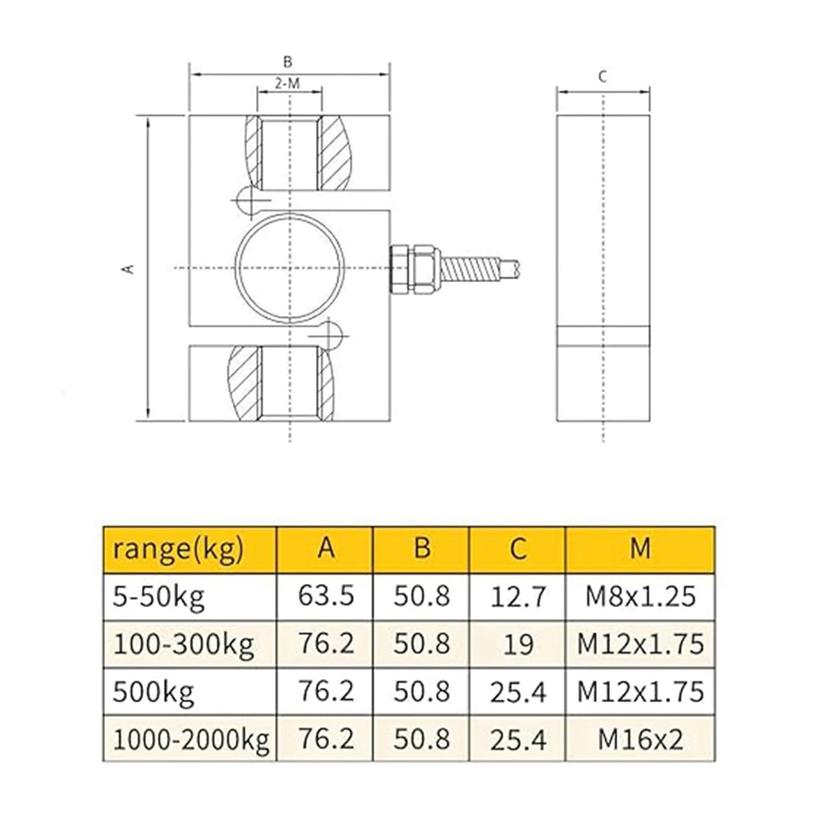 S Type Load Cell Sensor, Tension and Compression Measurement, Industrial Grade(2T)