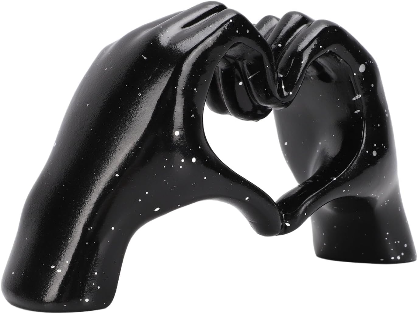 Jiawu Gesture Heart Decoration Black Resin Art Piece for Bedroom Living Room Gift 13.5x7.5x3cm (Small)