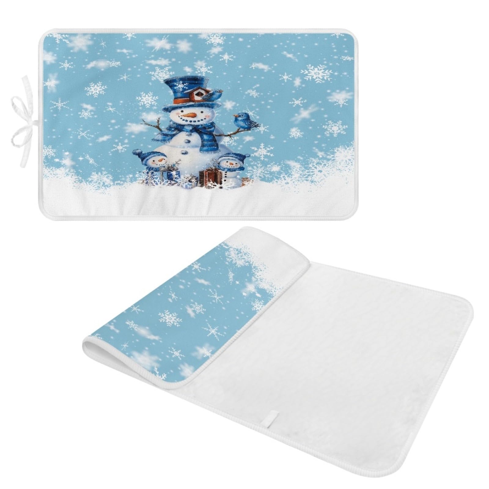 Bügelmatte Blauer Schneemann Bügeleinlage Faltbares Hitzebeständig Waschbar Bügelauflage für Tisch und andere Oberflächen Bügelbrett Unterlage rutschfeste Bügeldecke 80x50cm (2 Stück)