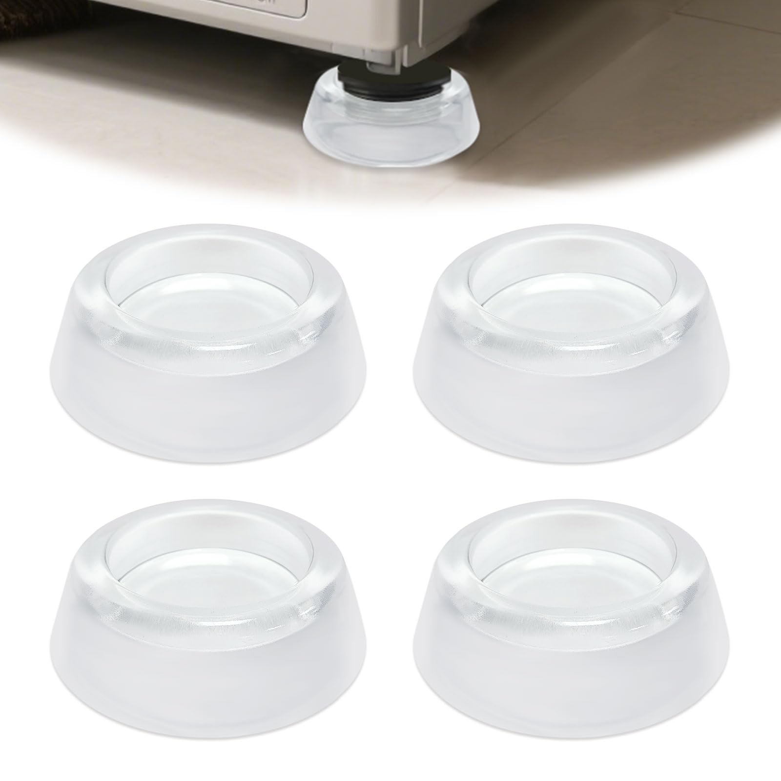 Modixun Transparent 4 Pack Anti Vibration Pads For Washing Machine, Non Slip Furniture Pads, Anti Slip Grippers Coasters Rubber Feet, Hardwood Floor Protectors For Bed Couch Stoppers