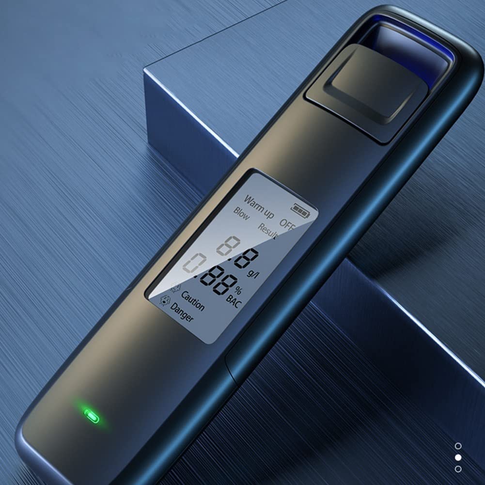 Tester alkoholu o wysokiej dokładności alkomat przenośny bezdotykowy tester alkoholu z wydmuchem powietrza cyfrowy ekran wyświetlacza USB akumulator (Grey : Silver)