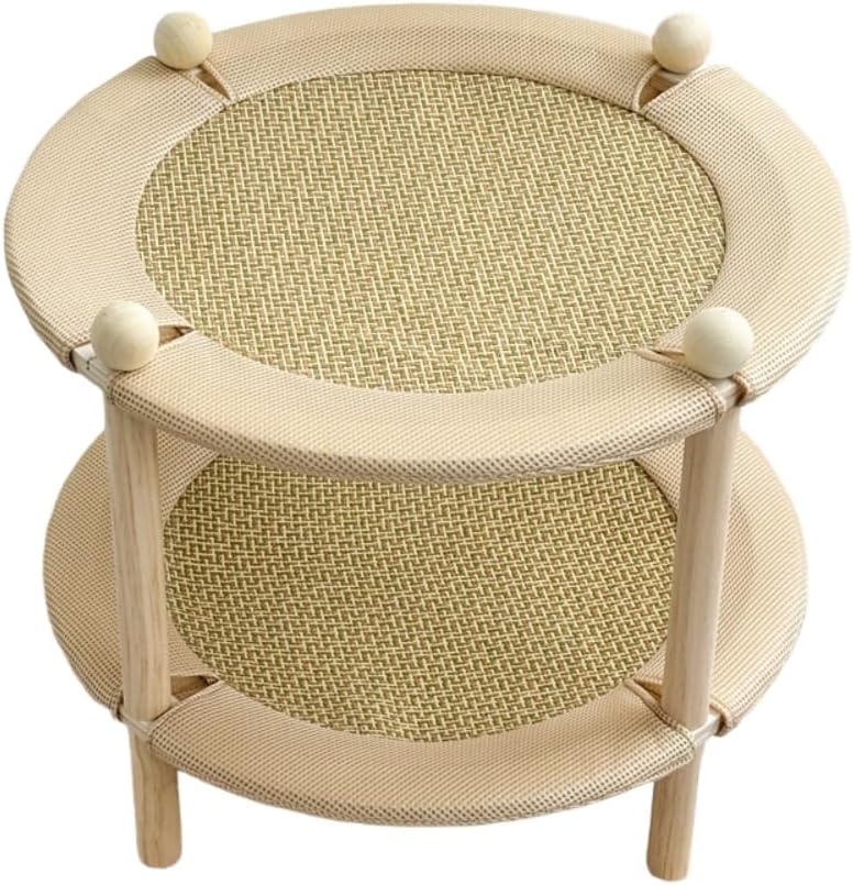 Diexgiy猫用ベッド、猫用爪とぎボード、一体型サイザルスタッキング二段ベッド、 Diexgiy 二段式キャットベッド（サイザル麻の爪とぎポスト付き）、無垢材、多機能で丈夫な二段ベッド (A)