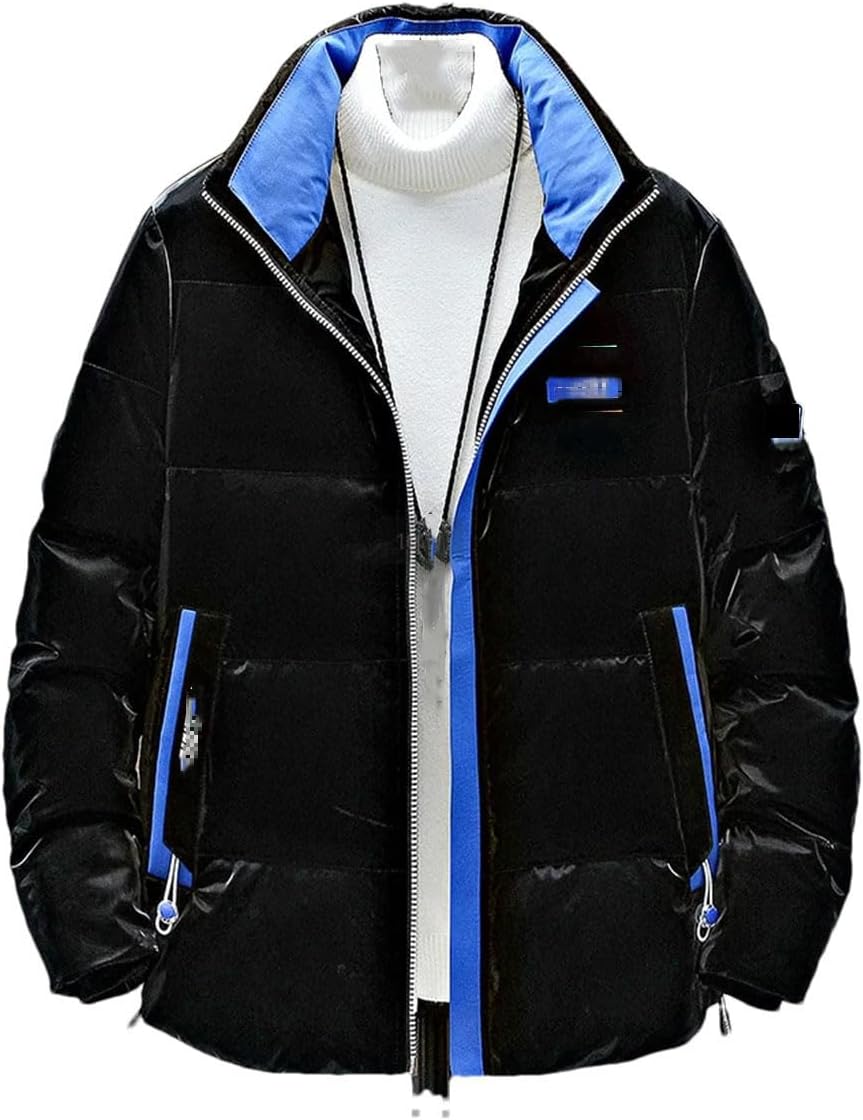 Men's Winter Bright-Face Down Jacket Winter Stand Collar Fshion Print Warm Waterproof Down Jacket For Skiing