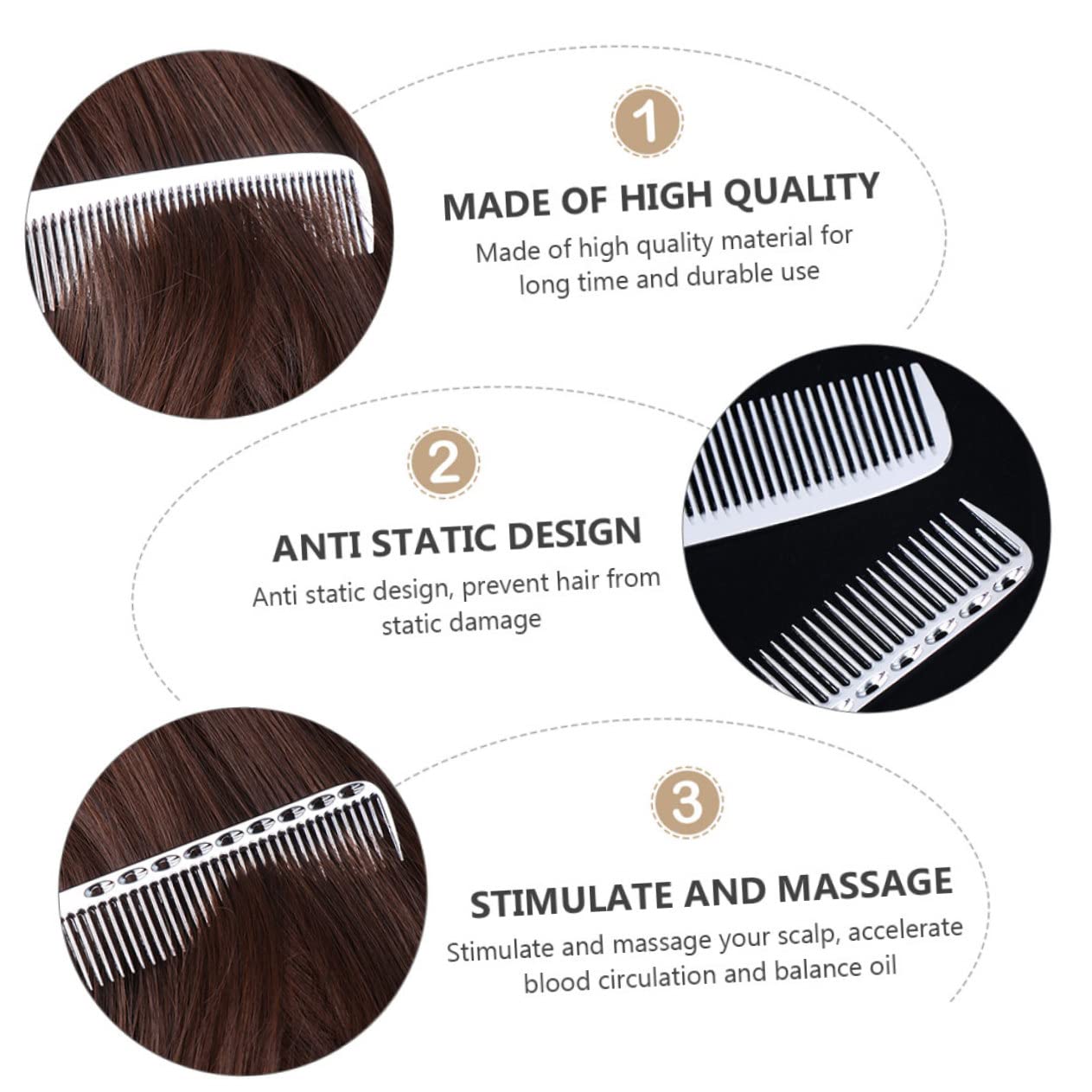 Beaupretty Lot De 3 Peignes De Coiffure Doux Dents Lisses Et Serrées Pour Salon De Coiffure 2 Pièces X 3