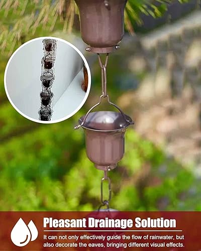 Miniatura 2 de ZIMGOD Decoración de cadena de lluvia para taza de té, cadena de bajante para canaleta de lluvia, atrapador de lluvia para puerta delantera de
