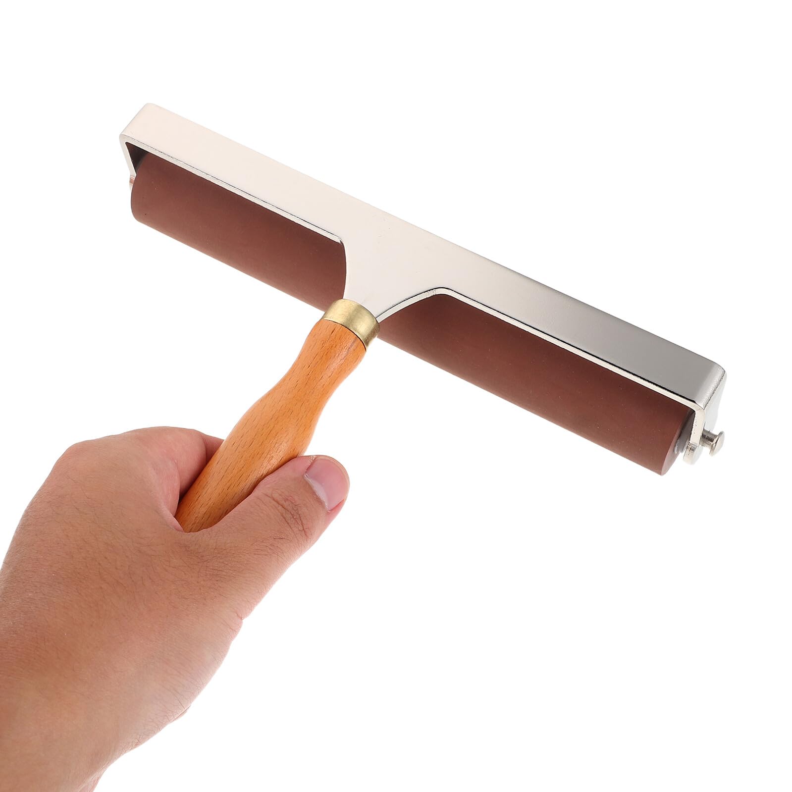 Rodillo de Goma de 20 Cm Mango de Madera, Herramienta de Rodillo para Impresión y Grabado, Brayer Artesanal para Tinta y Pegamento, Adecuado para Manualidades y Proyectos